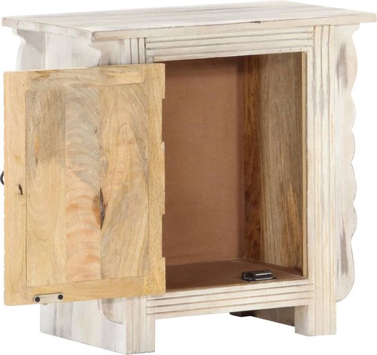 Vidaxl Nachtkastje 50x30x50 Cm Massief Mangohout - Wit