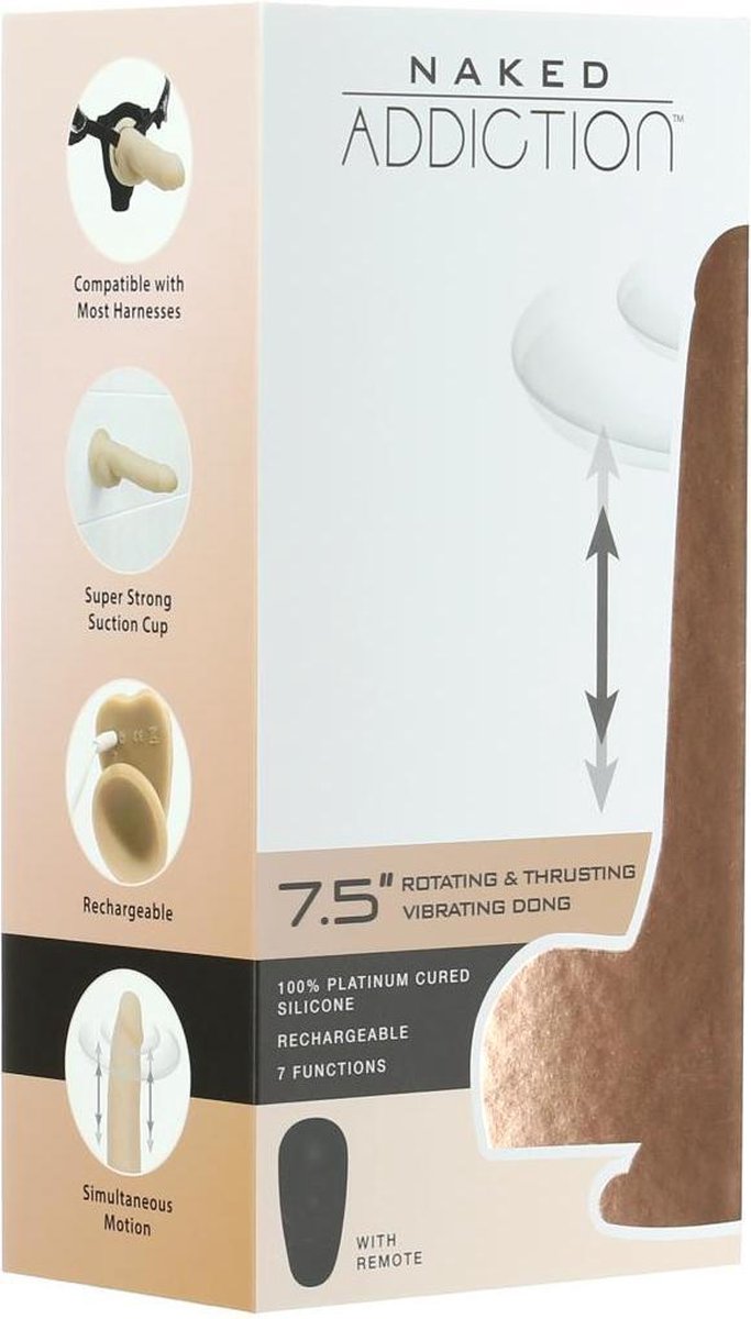 Naked Addiction Realistische Roterende Dildo met Afstandsbediening - 19 cm - Beige