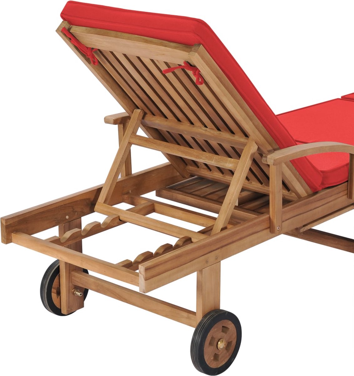 Vidaxl Ligbedden Met Kussens 2 St Massief Teakhout - Rood