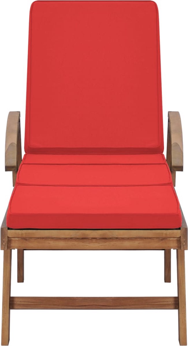 Vidaxl Ligbedden Met Kussens 2 St Massief Teakhout - Rood