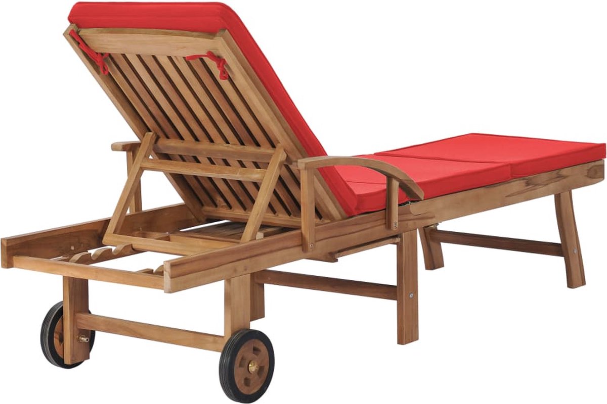 Vidaxl Ligbedden Met Kussens 2 St Massief Teakhout - Rood