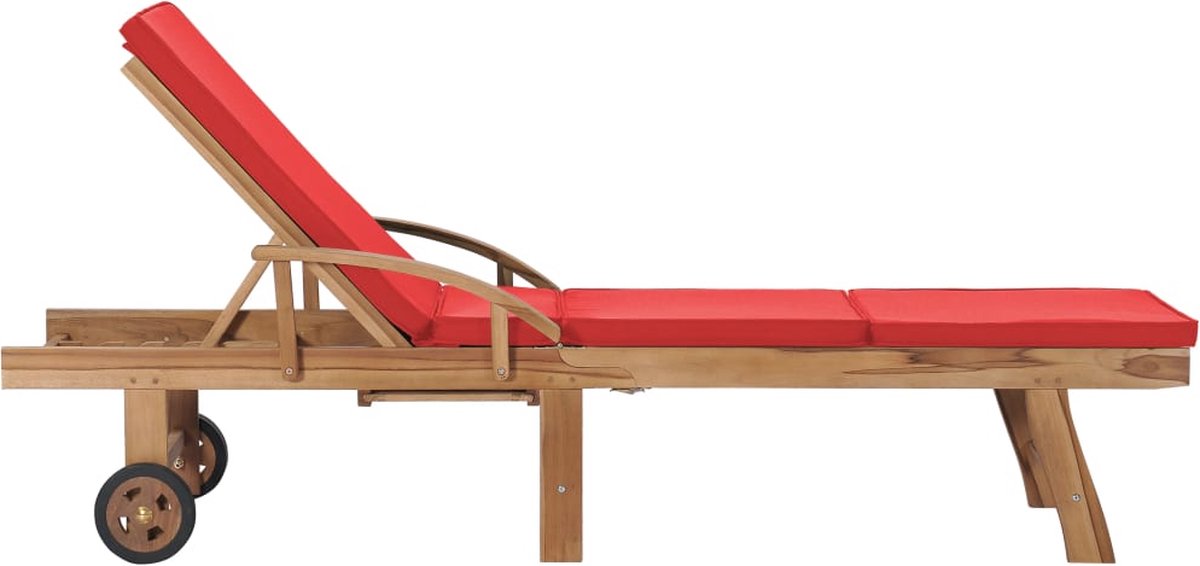 Vidaxl Ligbedden Met Kussens 2 St Massief Teakhout - Rood