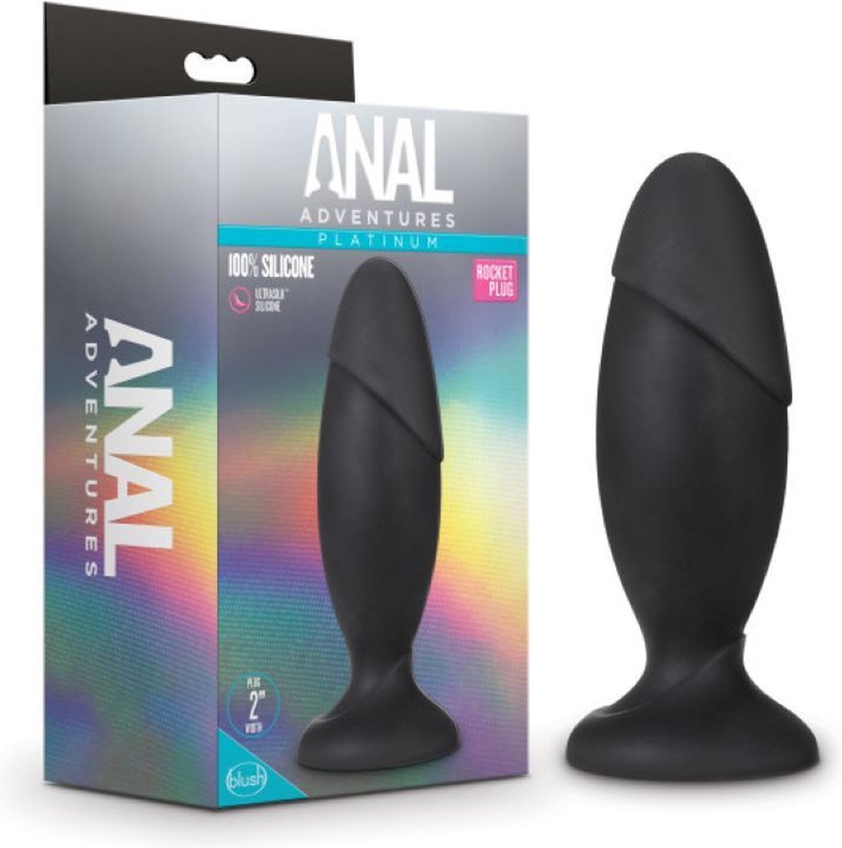 Anal Adventures Platinum - Silicone Rocket Grote Anaal Plug - Zwart