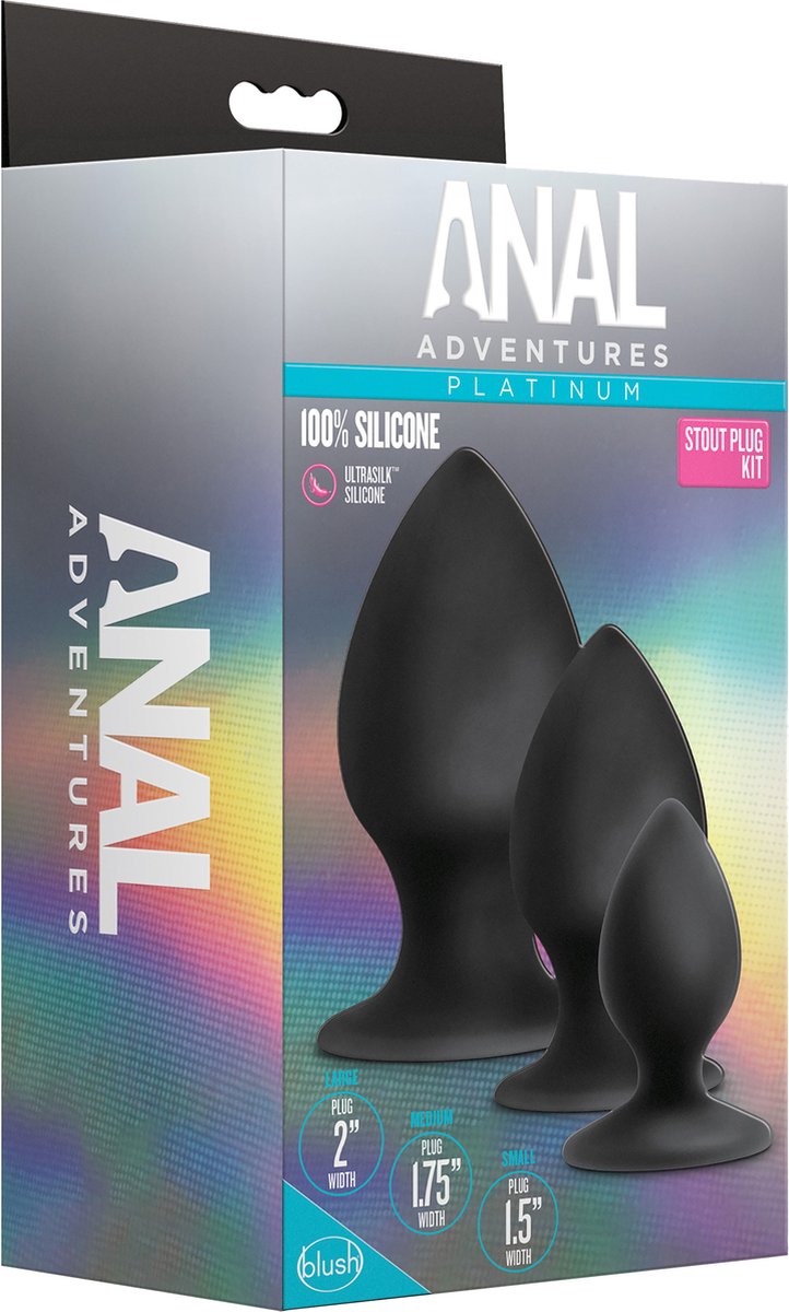 Anal Adventures Platinum - Stout Anaal Plug Set - Zwart