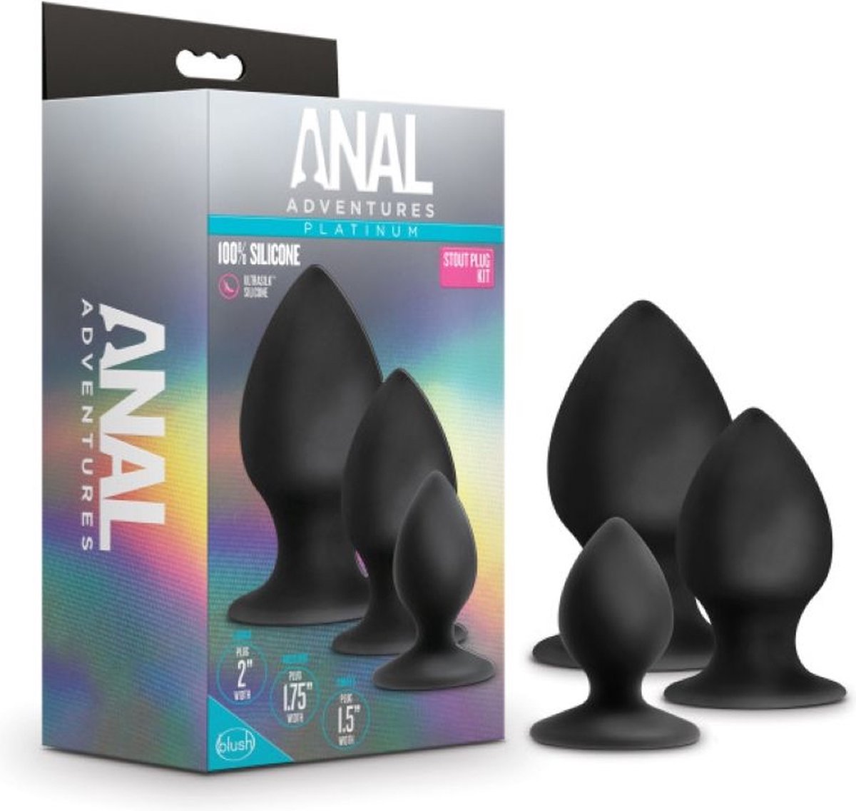 Anal Adventures Platinum - Stout Anaal Plug Set - Zwart