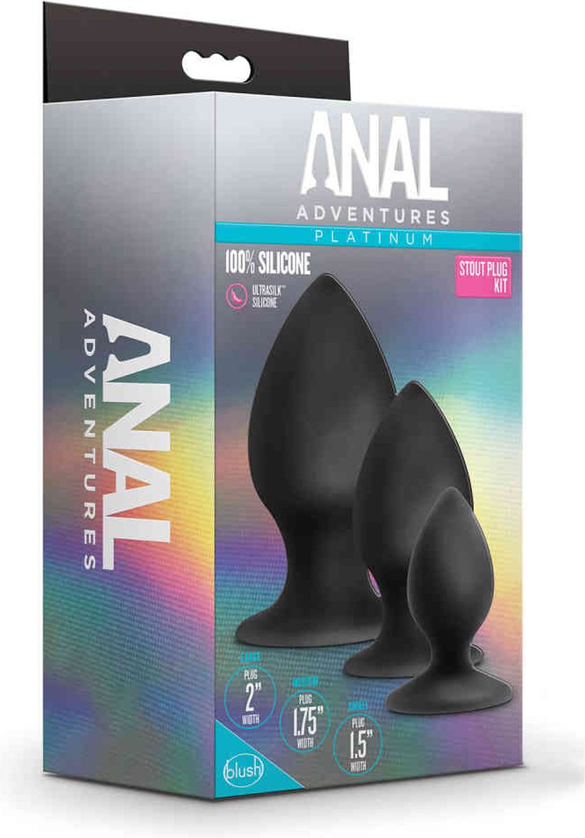 Anal Adventures Platinum - Stout Anaal Plug Set - Zwart