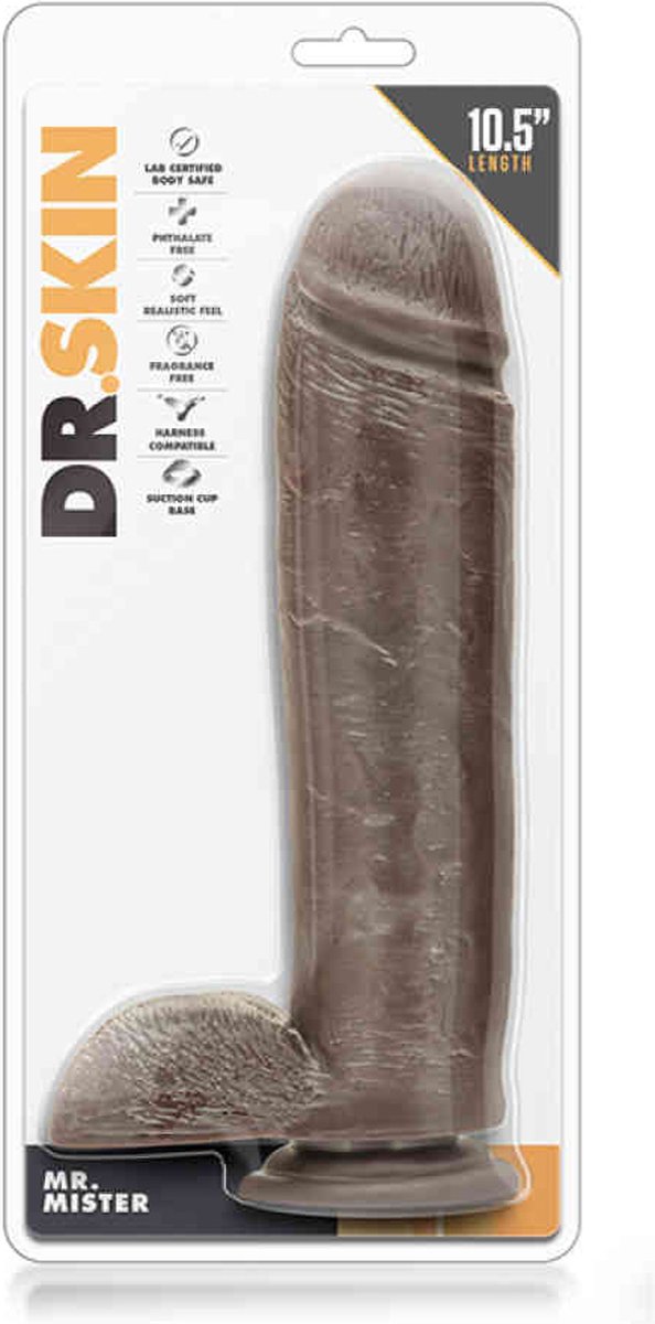 Dr Skin Dr. Skin - Mr. Mister Dildo Met Zuignap 26 cm - Chocolate - Bruin