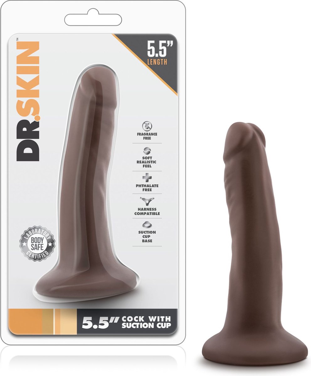 Dr Skin Dr. Skin - Realistische Dildo Met Zuignap 14 cm - Chocolate - Bruin