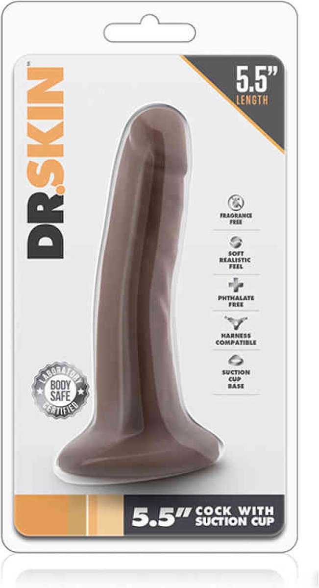 Dr Skin Dr. Skin - Realistische Dildo Met Zuignap 14 cm - Chocolate - Bruin