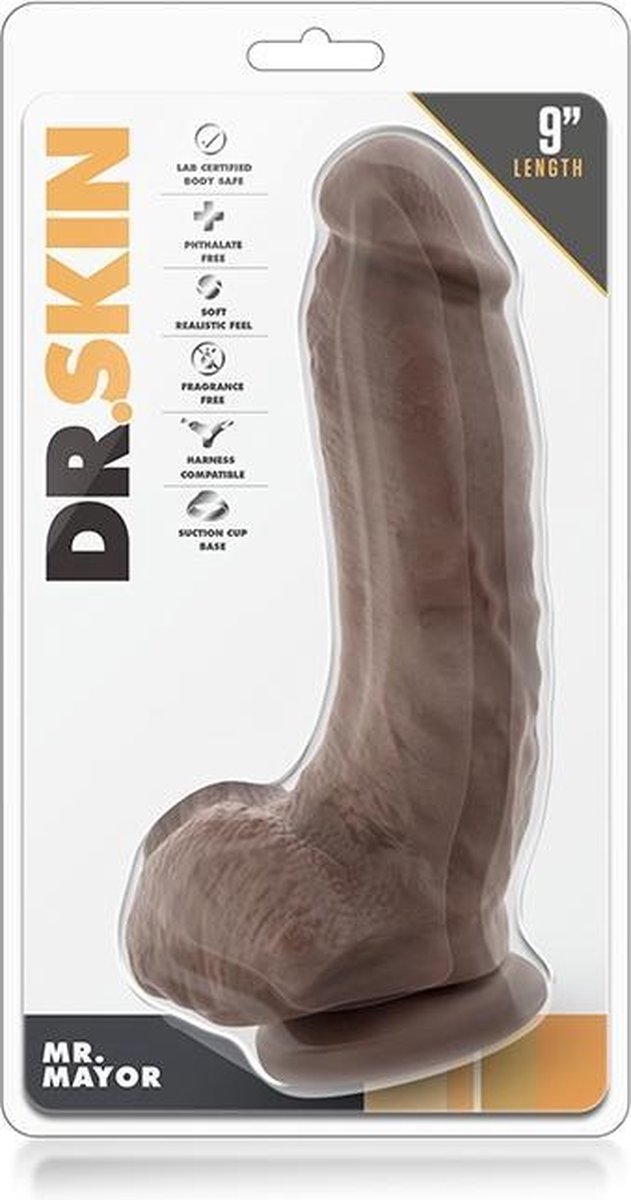 Dr Skin Dr. Skin - Mr. Mayor Dildo Met Zuignap 21 cm - Chocolate - Bruin