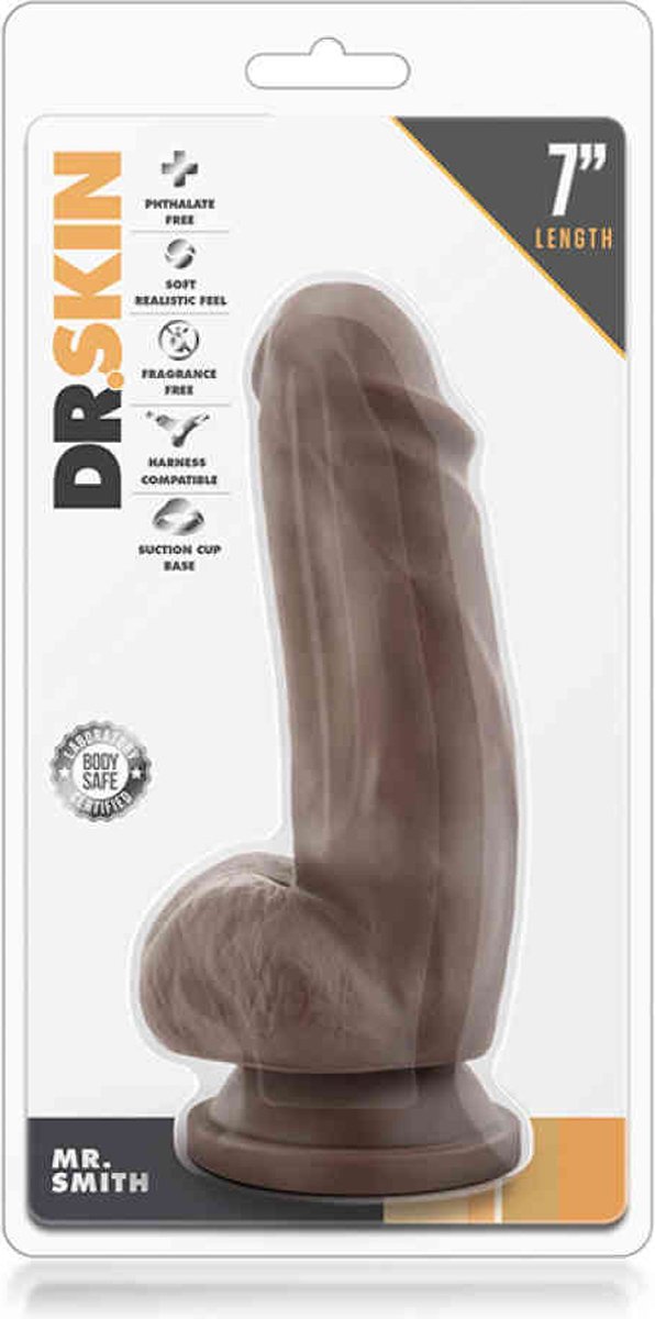 Dr Skin Dr. Skin - Mr. Smith Dildo Met Zuignap 19 cm - Chocolate - Bruin