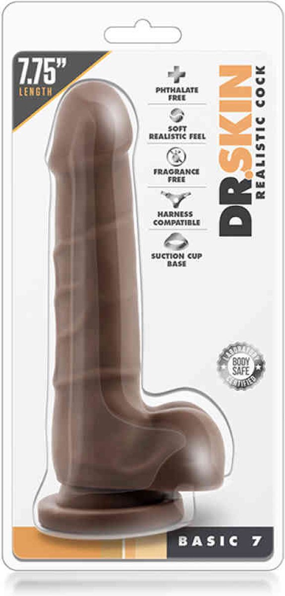 Dr Skin Dr. Skin - Realistische Dildo Met Zuignap 20 cm - Chocolate - Bruin