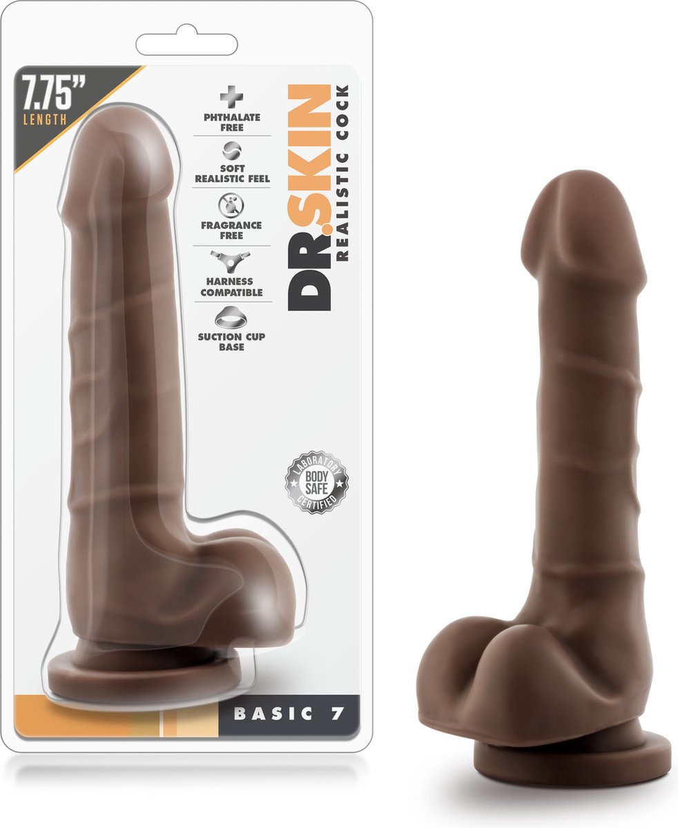 Dr Skin Dr. Skin - Realistische Dildo Met Zuignap 20 cm - Chocolate - Bruin