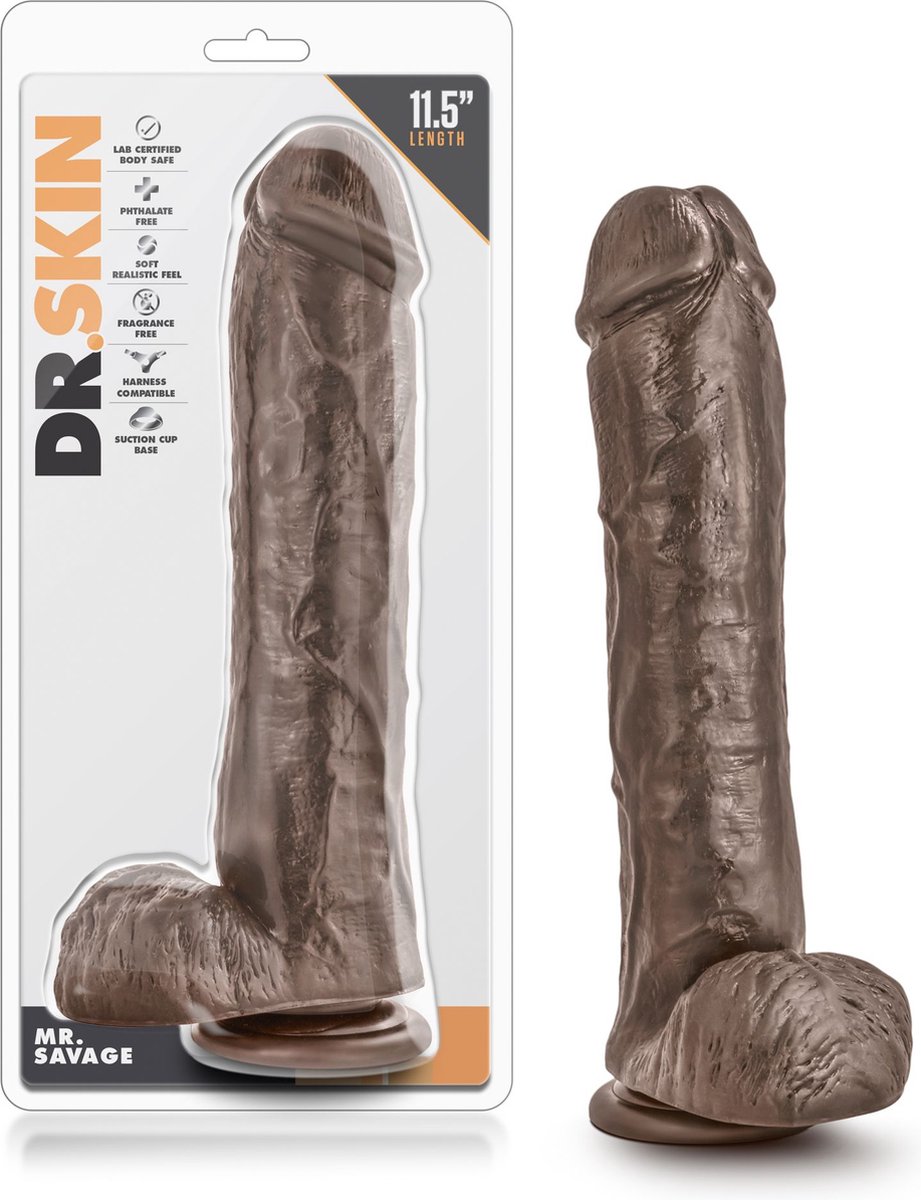 Dr Skin Dr. Skin - Mr. Savage Dildo Met Zuignap 29 cm - Chocolate - Bruin