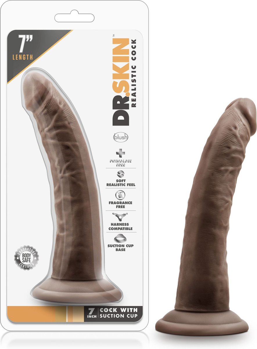 Dr Skin Dr. Skin - Realistische Dildo Met Zuignap 19 cm - Chocolate - Bruin