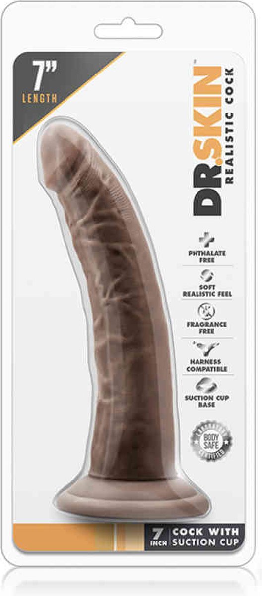 Dr Skin Dr. Skin - Realistische Dildo Met Zuignap 19 cm - Chocolate - Bruin