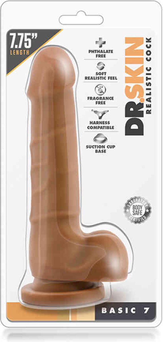 Dr Skin Dr. Skin - Realistische Dildo Met Zuignap 20 cm - Mocha - Bruin