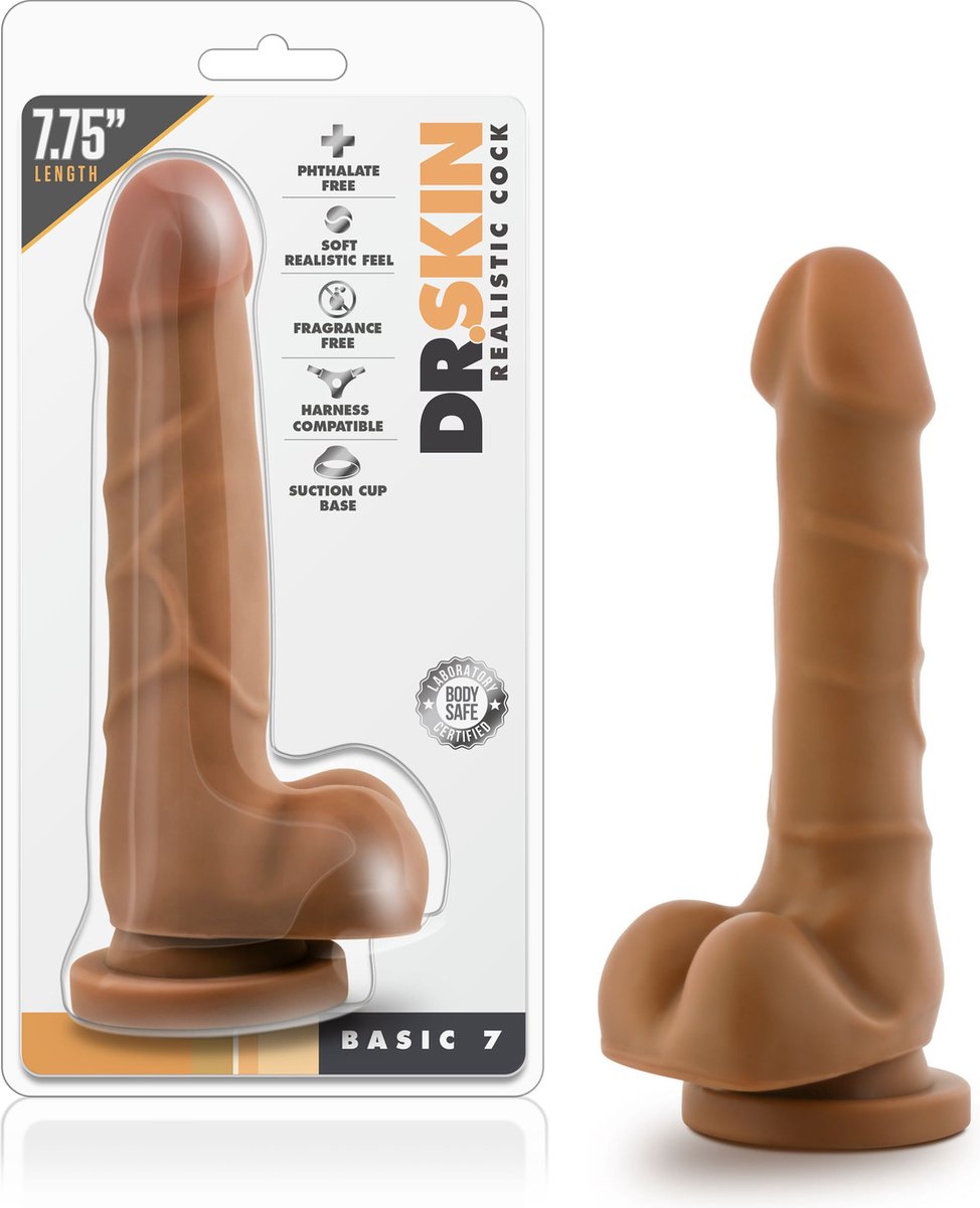 Dr Skin Dr. Skin - Realistische Dildo Met Zuignap 20 cm - Mocha - Bruin