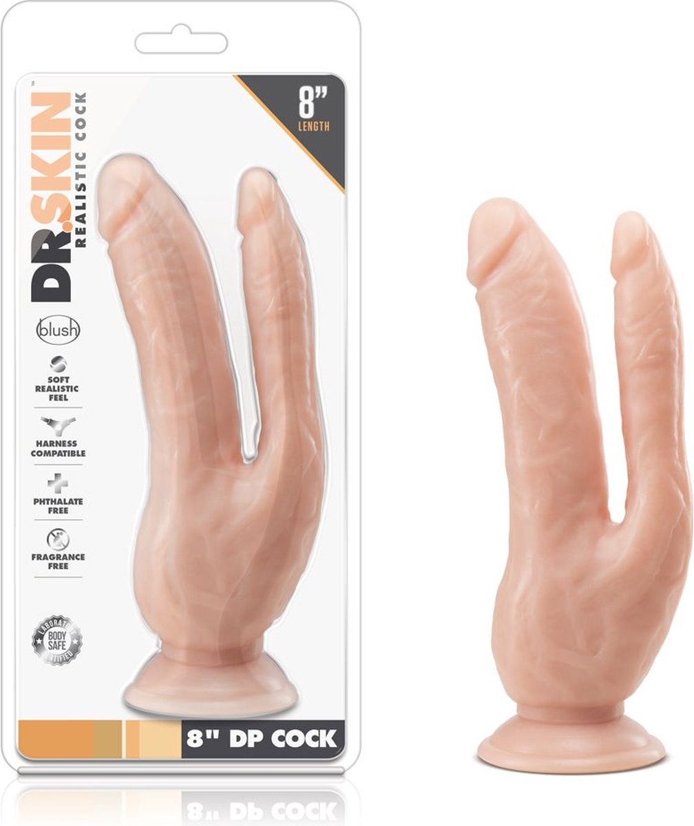 Dr Skin Dr. Skin - Dubbele Dildo 21 cm - Vanilla - Beige