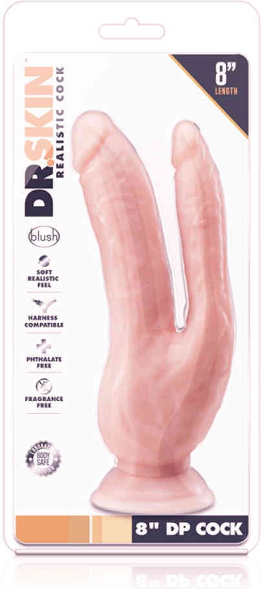 Dr Skin Dr. Skin - Dubbele Dildo 21 cm - Vanilla - Beige
