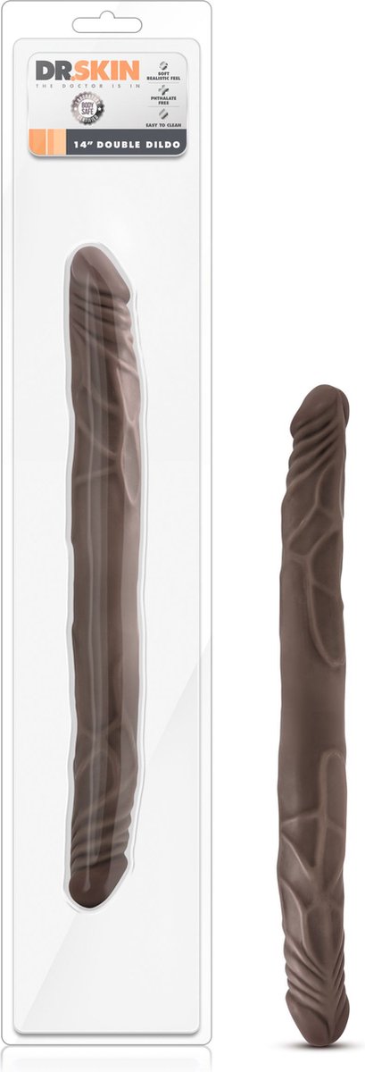 Dr Skin Dr. Skin - Realistische Dubbele Dildo 35 cm - Chocolate - Bruin