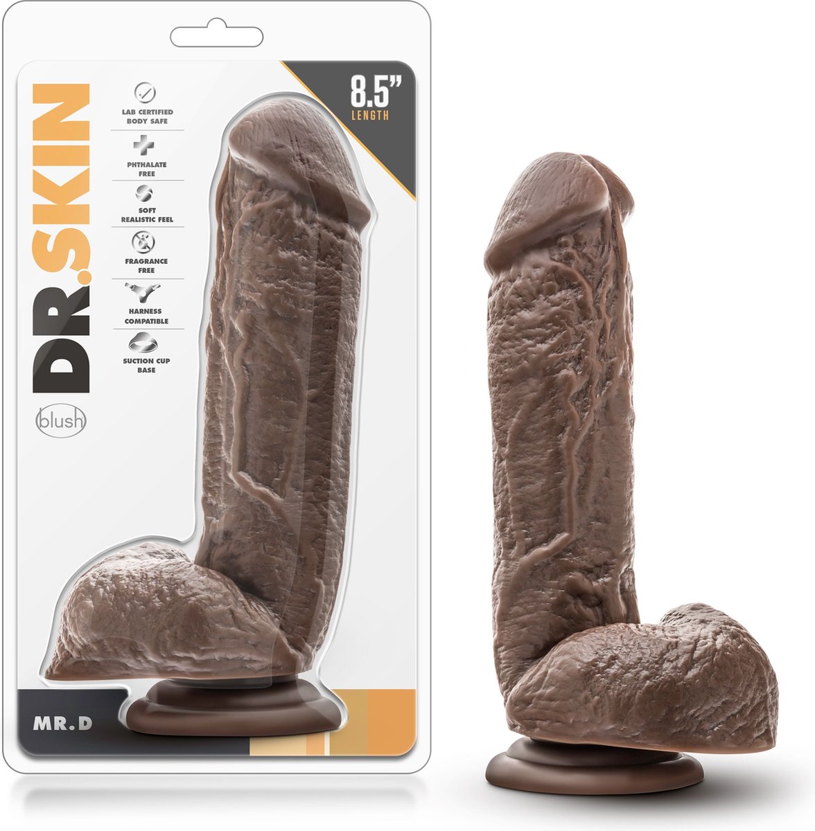 Dr Skin Dr. Skin - Mr. D. Dildo Met Zuignap 21 cm - Chocolate - Bruin