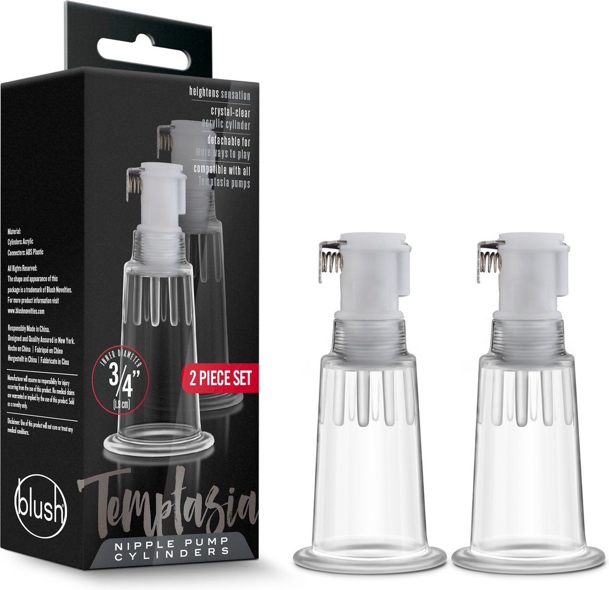 Temptasia - Set Tepel of Clitoris Zuigers - Binnendiameter 1.9 cm