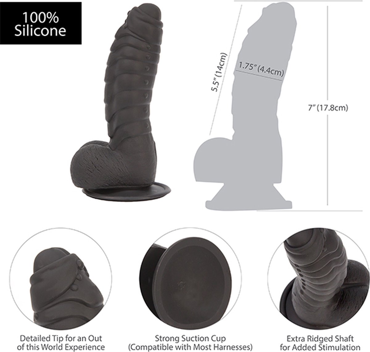 Addiction - Ben Dildo Met Zuignap - 17 cm - Zwart