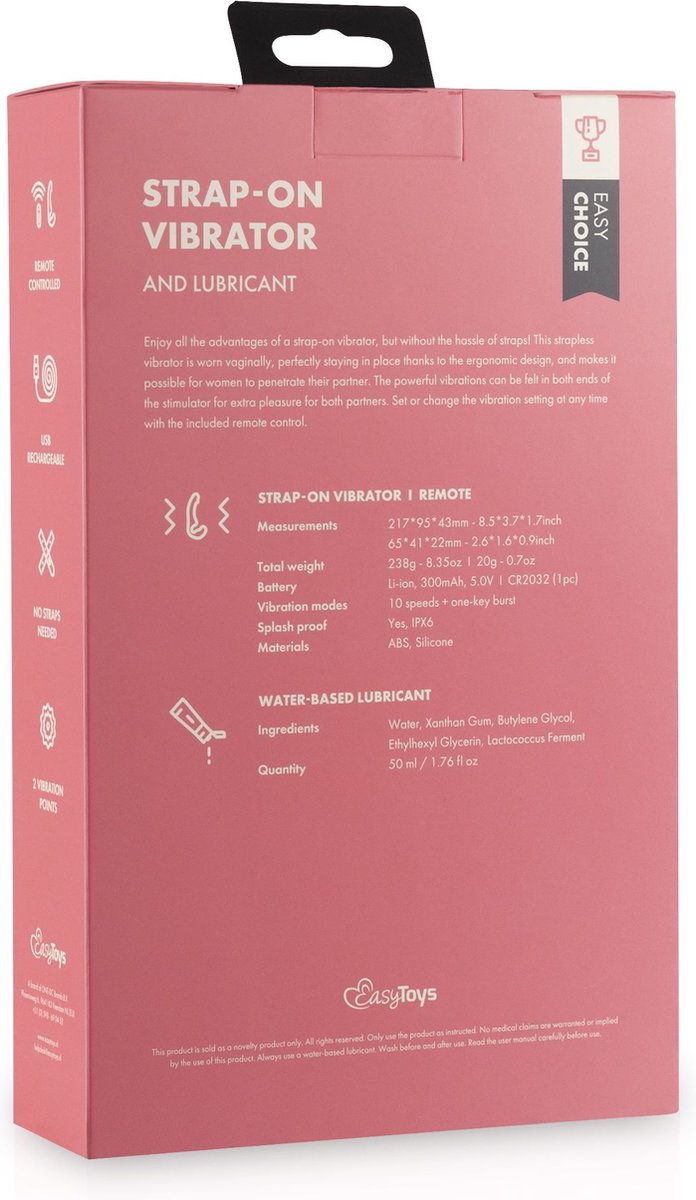 Easy Choice Love Rider Strapless Strap On Vibrator - Roze