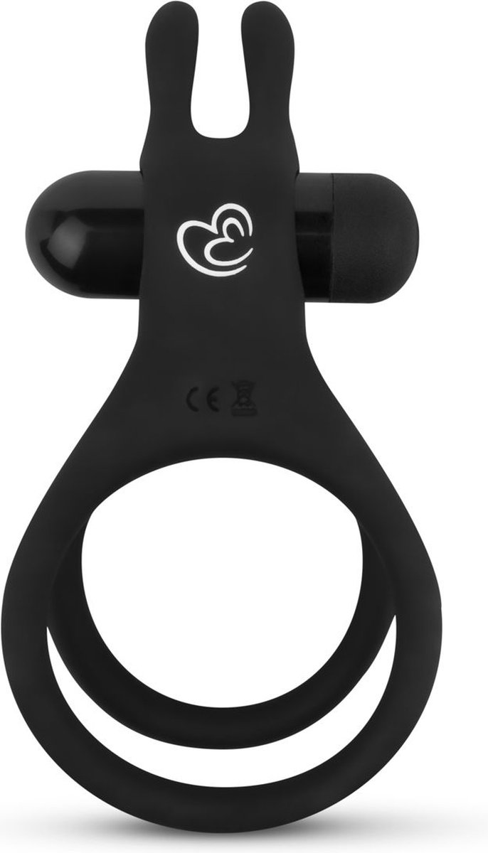 Share Ring - Dubbele Vibrerende Cockring Met Rabbit Oortjes - Zwart