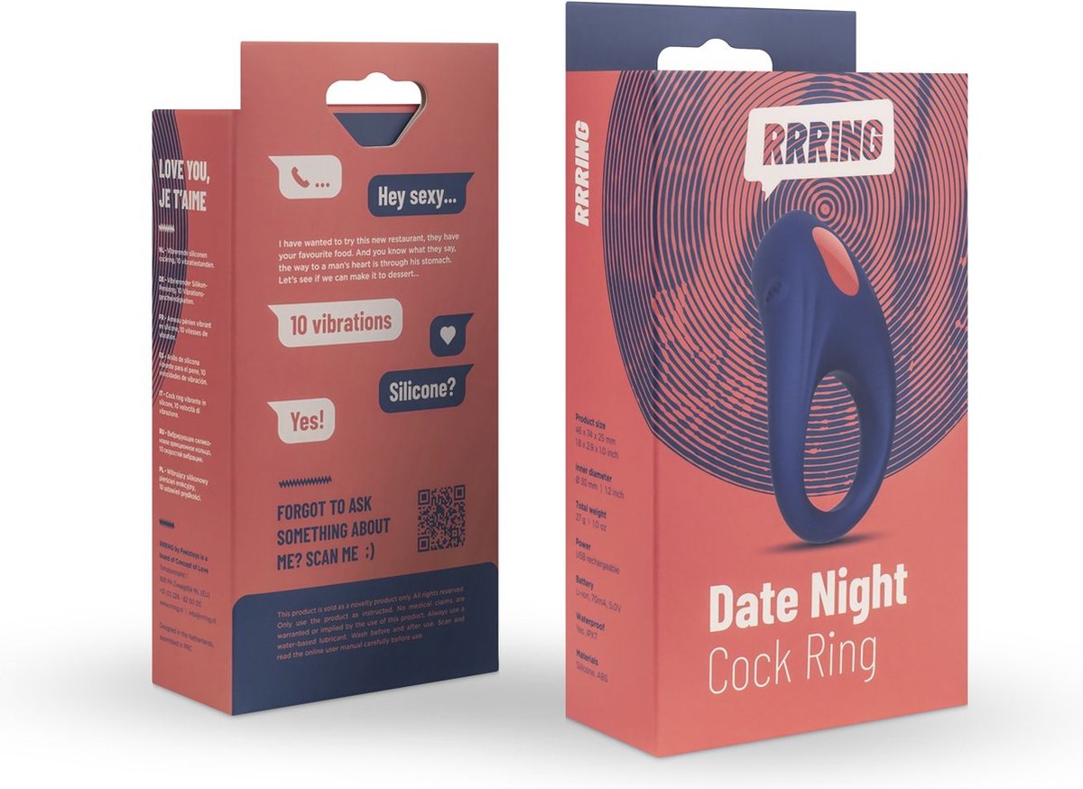 RRRING - Date Night - Vibrerende Cockring - Blauw