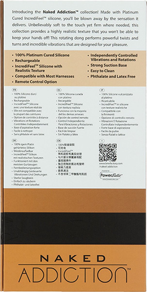 Naked Addiction Roterende & Vibrerende Dildo - 20 cm - Bruin