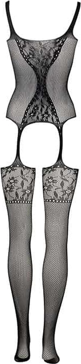 Catsuit met kant - Zwart