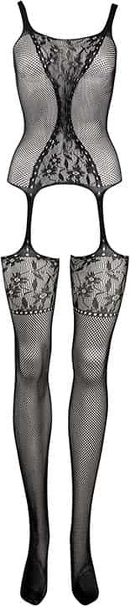 Catsuit met kant - Zwart