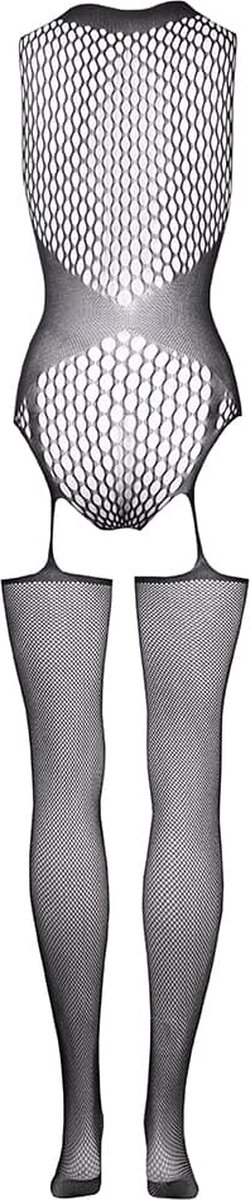Duo Net Jarretel Catsuit - Zwart