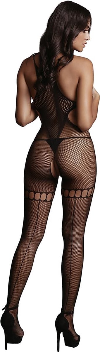 Net Catsuit met hoge neksluiting - Zwart
