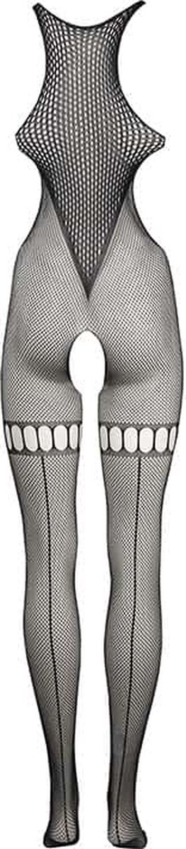 Net Catsuit met hoge neksluiting - Zwart