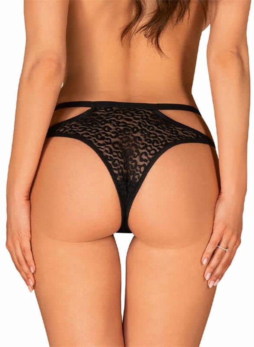 Obsessive Bagirela Sexy Slip - Luipaardprint - Zwart