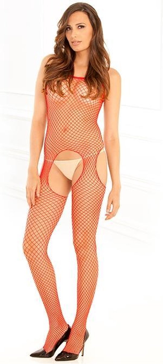 Rene Rofe Rode pikante visnet catsuit - Rood