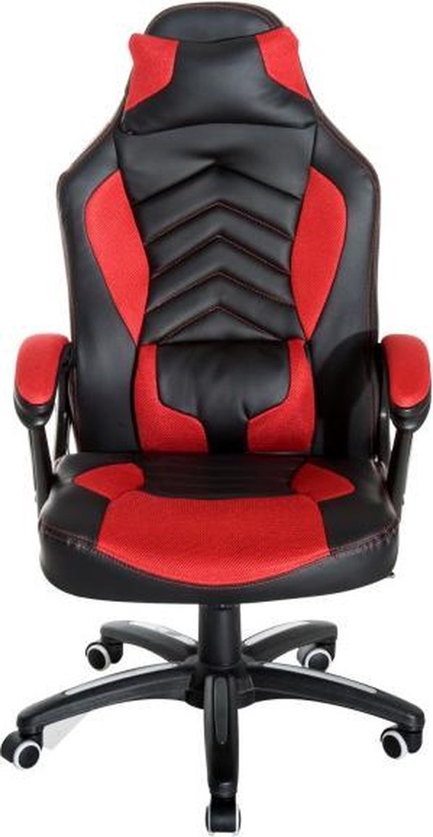 Ergonomische Bureaustoel - Gamestoel - Gamechair - Massage Functie - Warmtefunctie - Kunstleer - Zwart/ - Rood