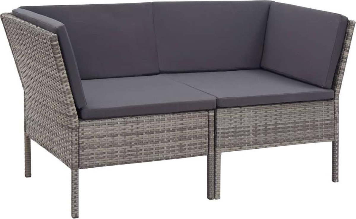 Vidaxl 6-delige Loungeset Met Kussens Poly Rattan - Grijs