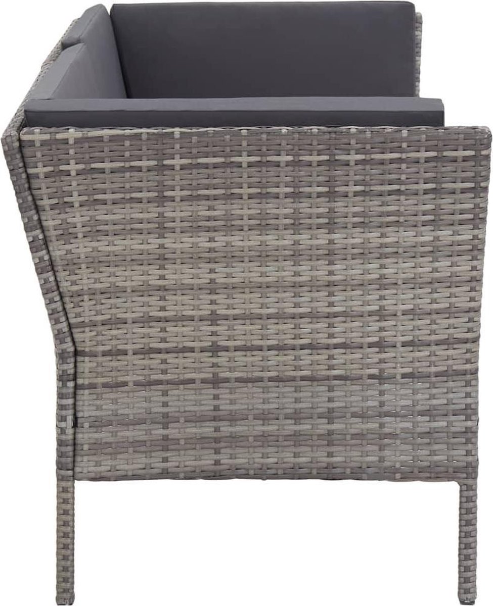 Vidaxl 6-delige Loungeset Met Kussens Poly Rattan - Grijs