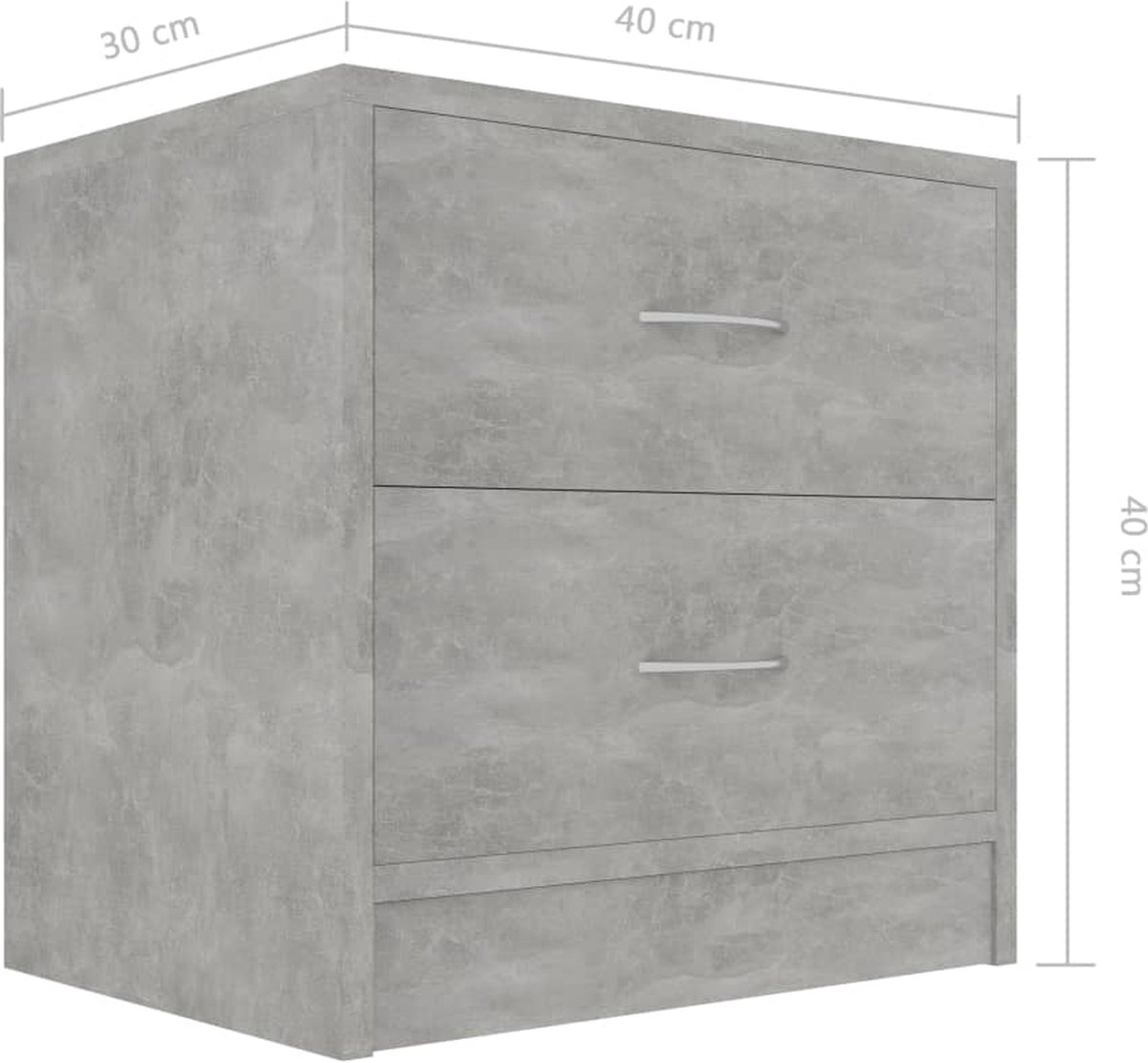 Vidaxl Nachtkastjes 2 St 40x30x40 Cm Spaanplaat Beton - Grijs
