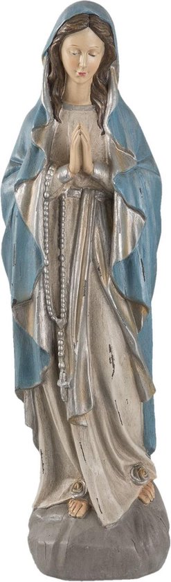 Clayre & Eef Beeld Maria Biddend 15*11*50 Cm Polyresin Maria Beeld 6pr1141 - Grijs