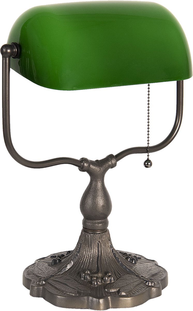 Clayre & Eef Lumilamp Bureaulamp Tiffany 27*20*36 Cm E27/max 1*60w Metaal / Glas 5ll-1144gr - Groen
