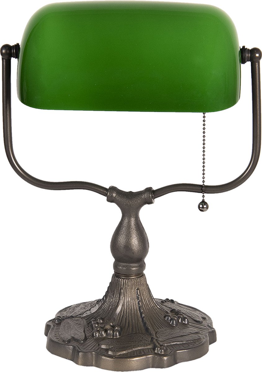 Clayre & Eef Lumilamp Bureaulamp Tiffany 27*20*36 Cm E27/max 1*60w Metaal / Glas 5ll-1144gr - Groen