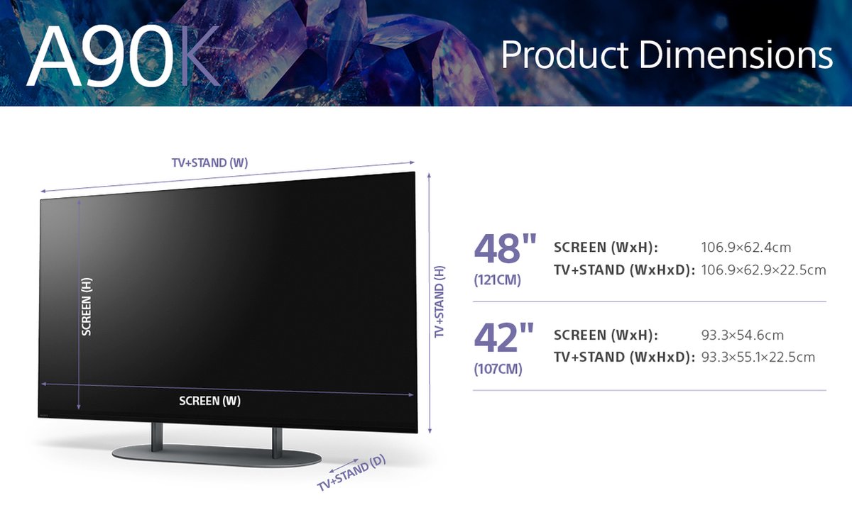 Sony TV OLED - XR-42A90KA, 42 pulgadas, 4K Ultra HD, Android TV, Dolby Vision, Dolby Atmos - Zwart