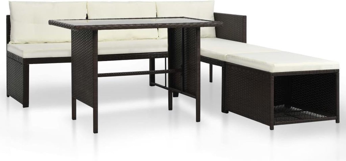 Vidaxl 4-delige Loungeset Poly Rattan - Bruin