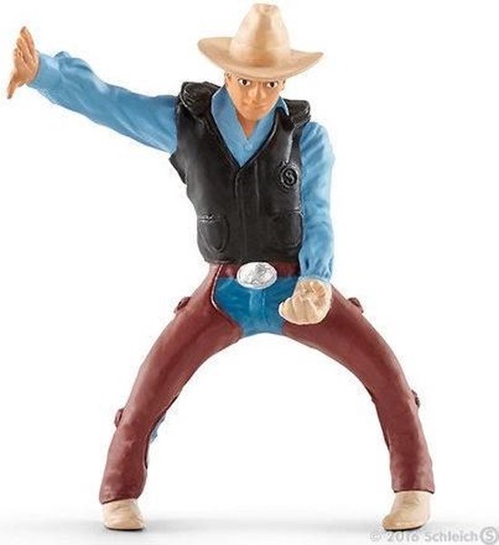 Schleich -beeldje 41416 - Boerderijdier - Westernzadel Met Cowboy - Zwart