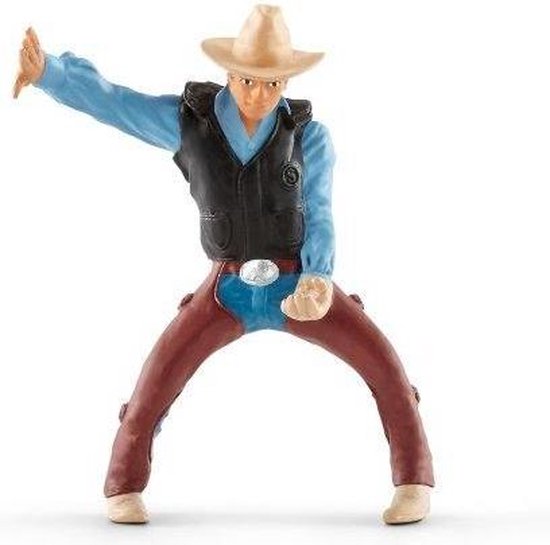 Schleich -beeldje 41416 - Boerderijdier - Westernzadel Met Cowboy - Zwart